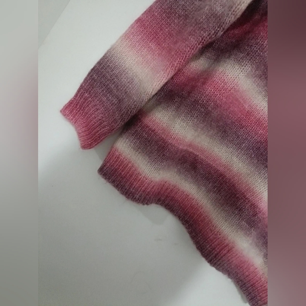 Striped Pink and Purple Women's Sweater - Picture 3 of 4
